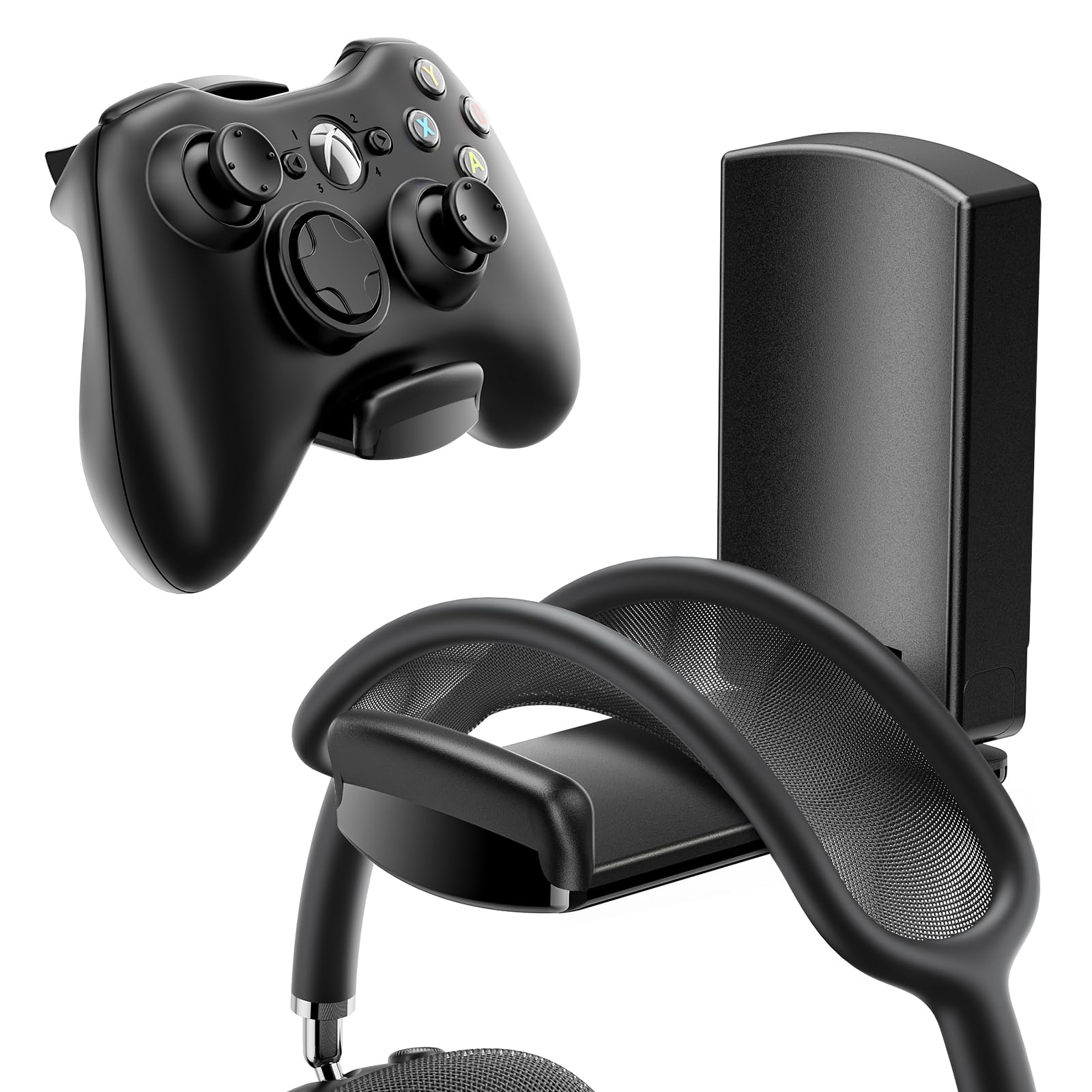 Sticky Headphone Stand Controller Holder - EURPMASK Upgraded Adhesive Gaming Headset Hook, Headphone Holder for Desk with Soft Rubber Pads, Universal PC Gaming Accessory Controller Headset Stand,BlackClimatePartner certified