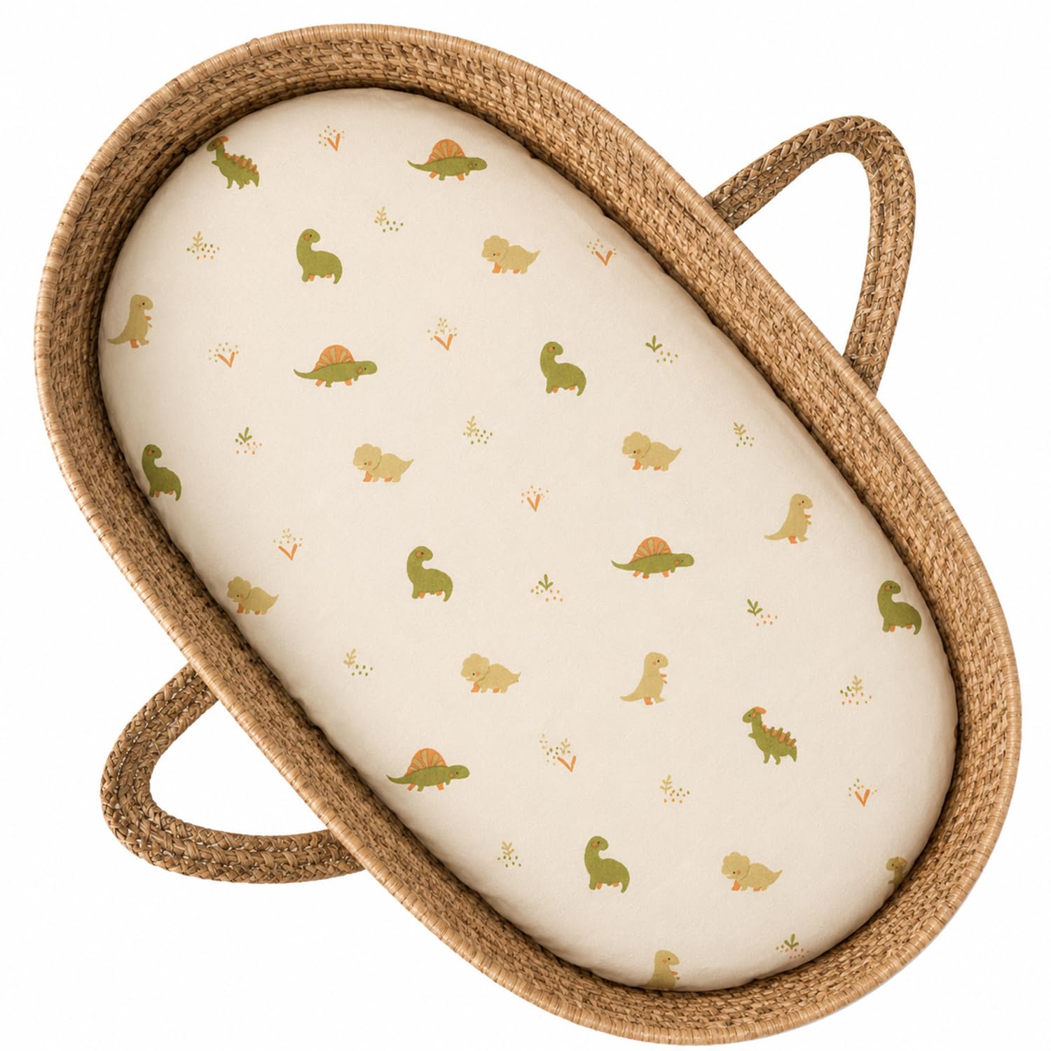 Sevira KIDS – Juego de 2 sábanas funda para cuna de gasa de algodón Dino – 70 x 30 cm Made in France
