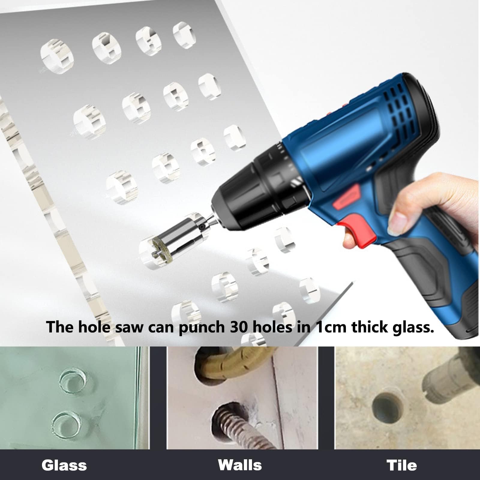 TOP-VIGOR 95mm Diamond Drill Bit Glass Hole Saw Set, Hollow Core Drill Bit with Spotting Drill Bit - Image 4