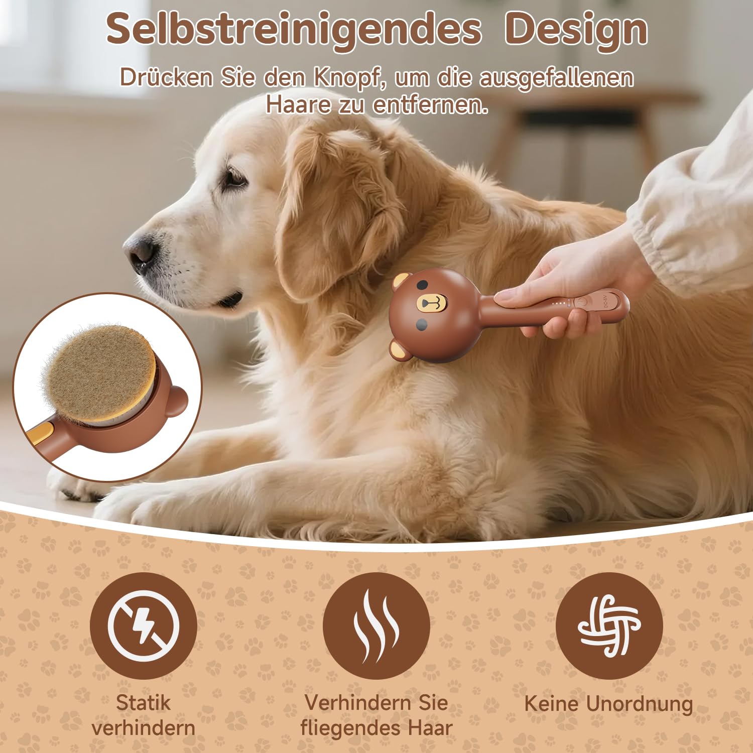 Katzenbürste mit Dampf, Dampfbürste Katze für Langhaar und Kurzhaar Hunde Katze, Cat Steam Brush mit Spray und Wassertank, USB Aufladbar, 2 Einstellung, für Massage, Pflege, Haarentfernung