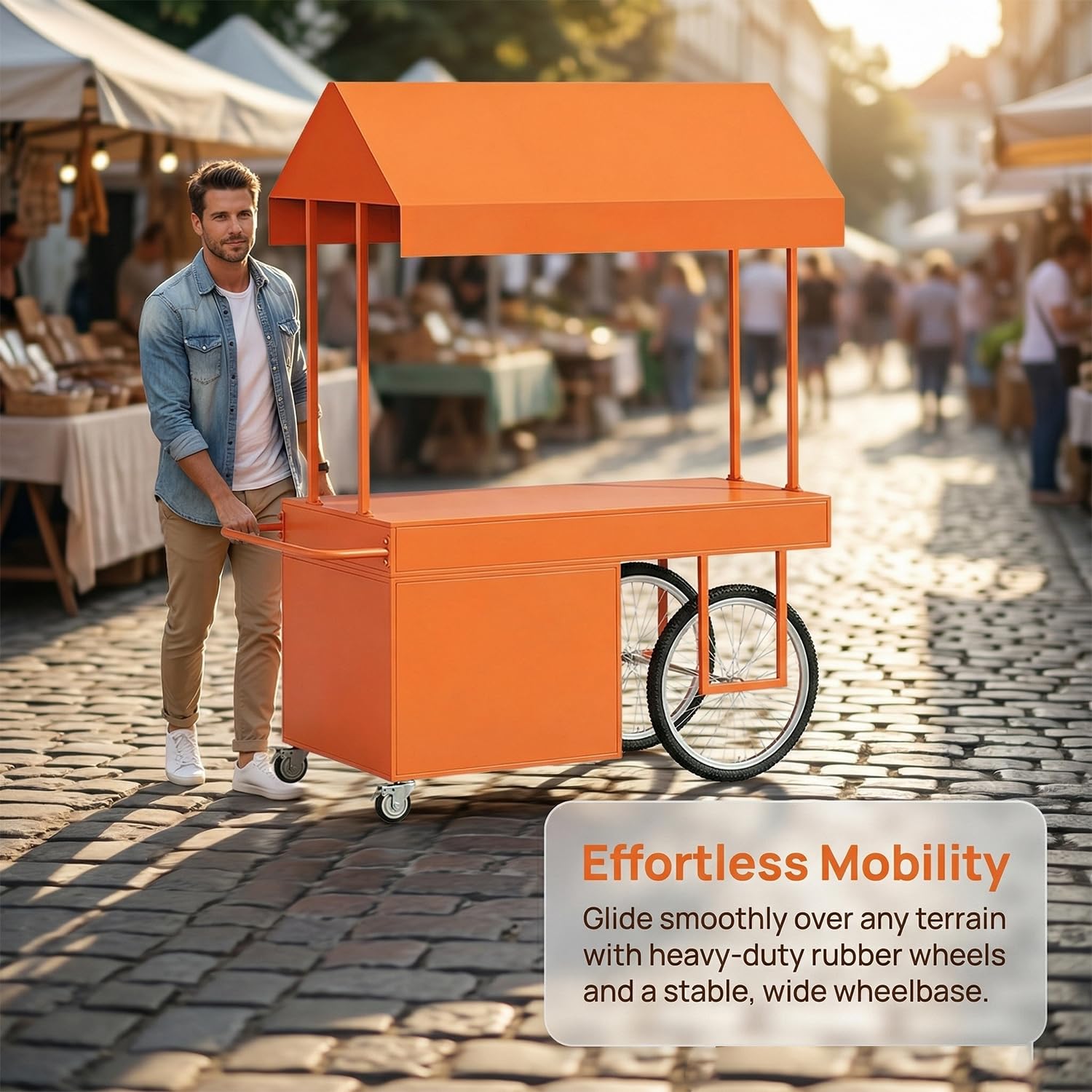Carrello portatile per venditori con canopyle carrello alimentare su ruote per venditori ambulanti eventi all'aperto mercati e festival Carrello commerciale blu 120 x 70 cm