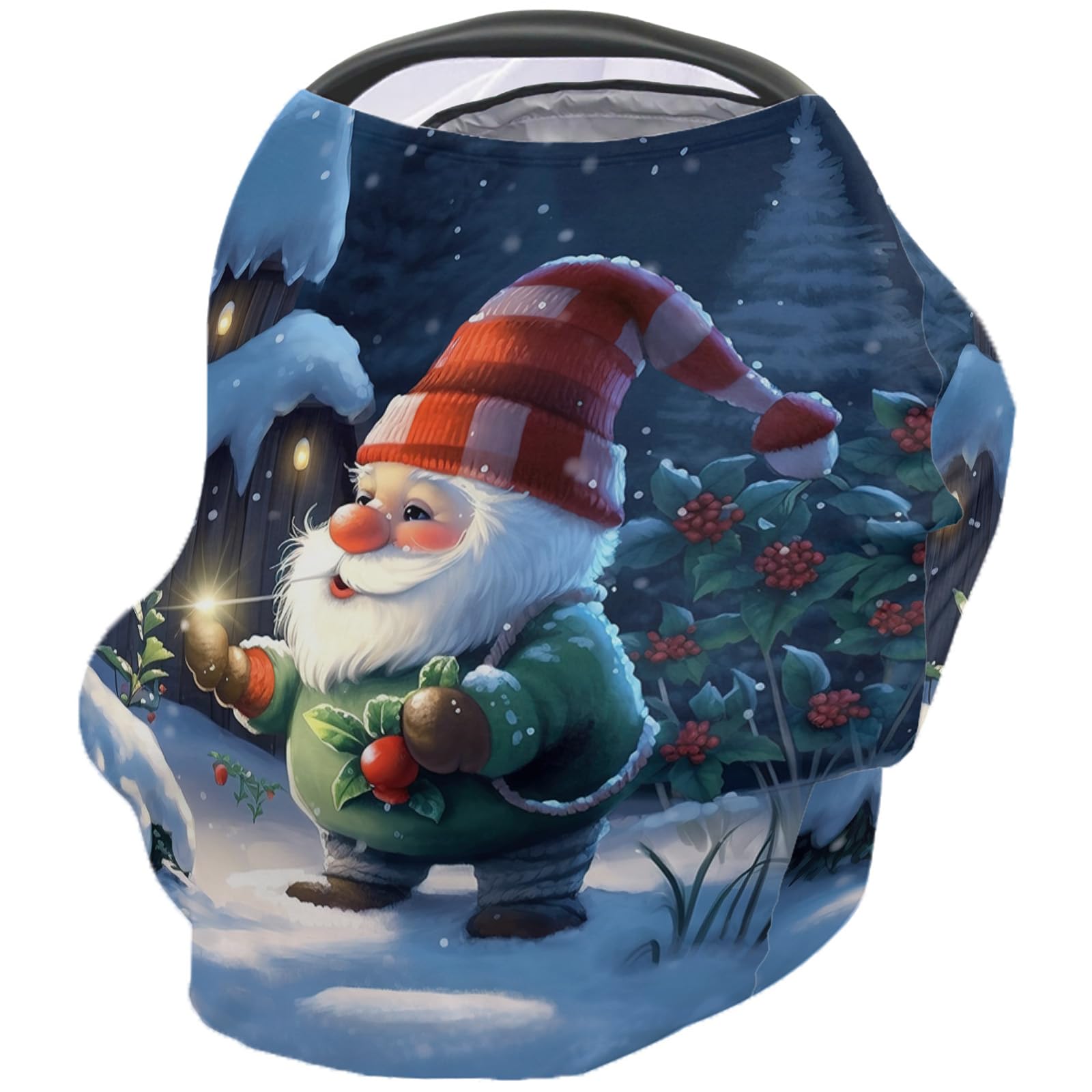 Nursing Cover for Breastfeeding Scarf, Snowman Christmas Gnome Baby Car Covers Super Soft Multi Use for Canopy Shopping Cart Cover Blanket Stroller Cover