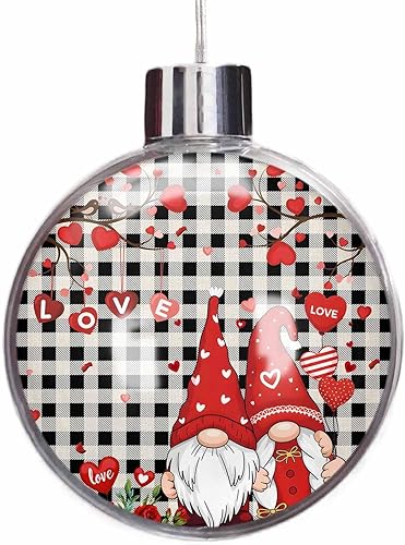 Esferas de Navidad para árbol de Navidad, decoraciones de Navidad inastillables para el día de San Valentín, árbol de amor de gnomo rojo, rosa,