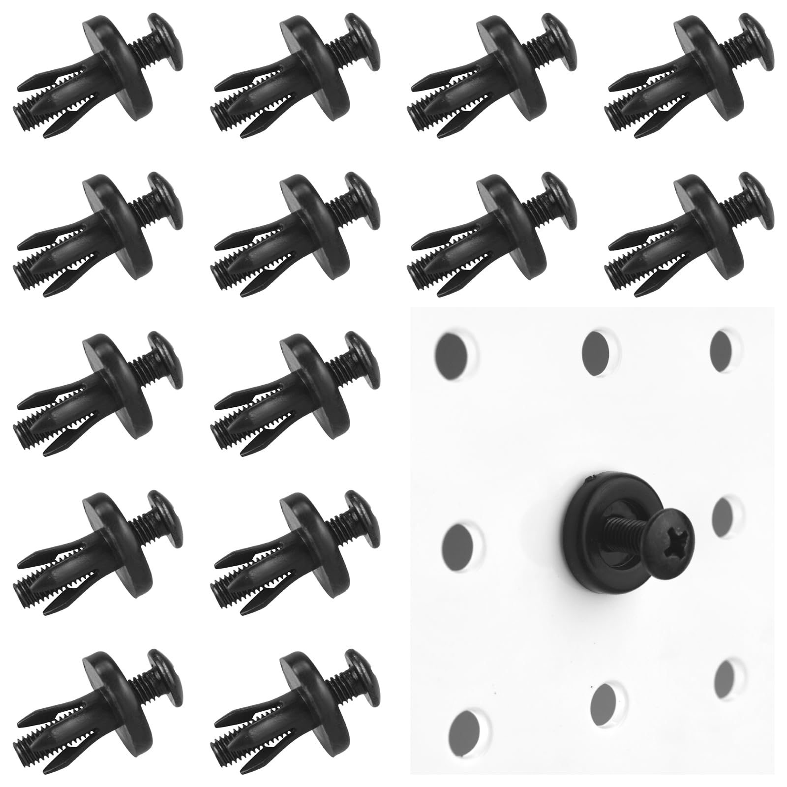 G.core Black Pegboard Peg Hooks Accessories - 40 Set Pegs With Inserts And Screw Fit 1/4 Pegboards Multi-Functional For Hanging And Mounting - Utility Tool Hanger Organizers (Large Size)