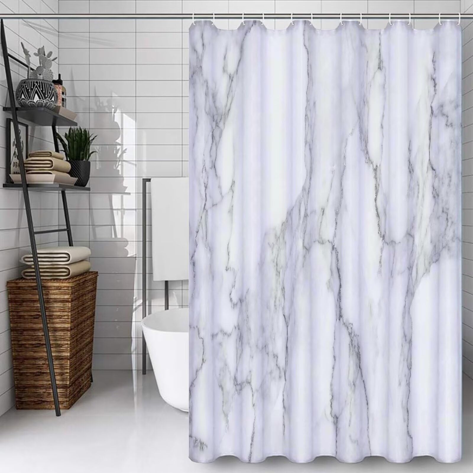 Rideau de douche gris 91x183cm imperméable en tissu polyester lesté