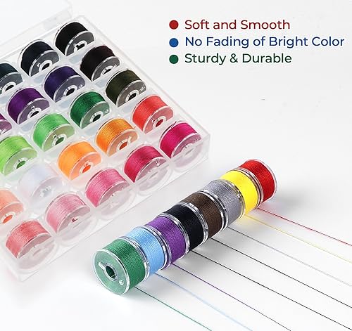 Miniatura 4 de ilauke 50 bobinas de hilo de coser con estuche, tamaño A Class15 bobinas de coser preenrolladas para máquina de coser, hilos de coser de poliéster