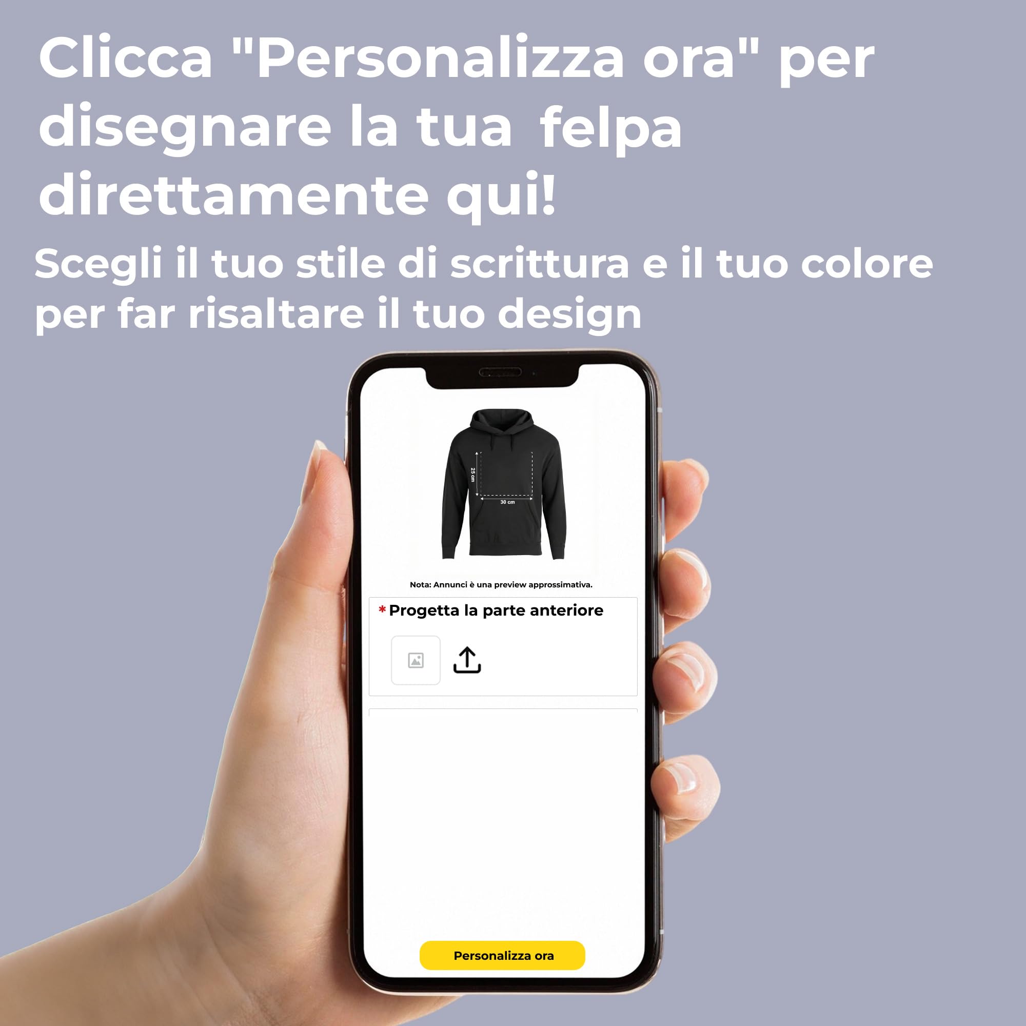 Cimpress Felpa Personalizzata con Cappuccio da Uomo, Taglie S–2XL, Stampa Fronte con Logo, Testo o Immagine, Ideale per Eventi, Promozione, Regali e Uso Invernale