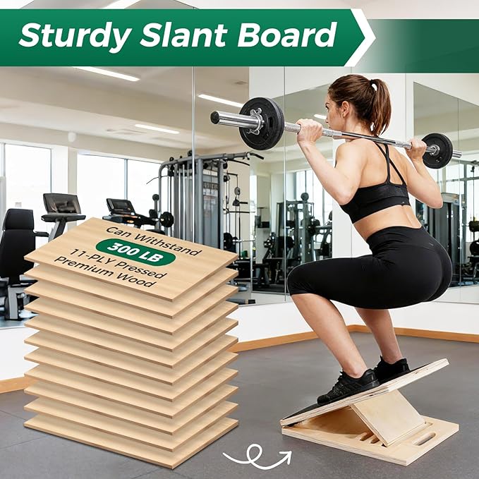 Slant Board para estiramiento de pantorrillas, cuña de madera, 300 lb miniatura 4
