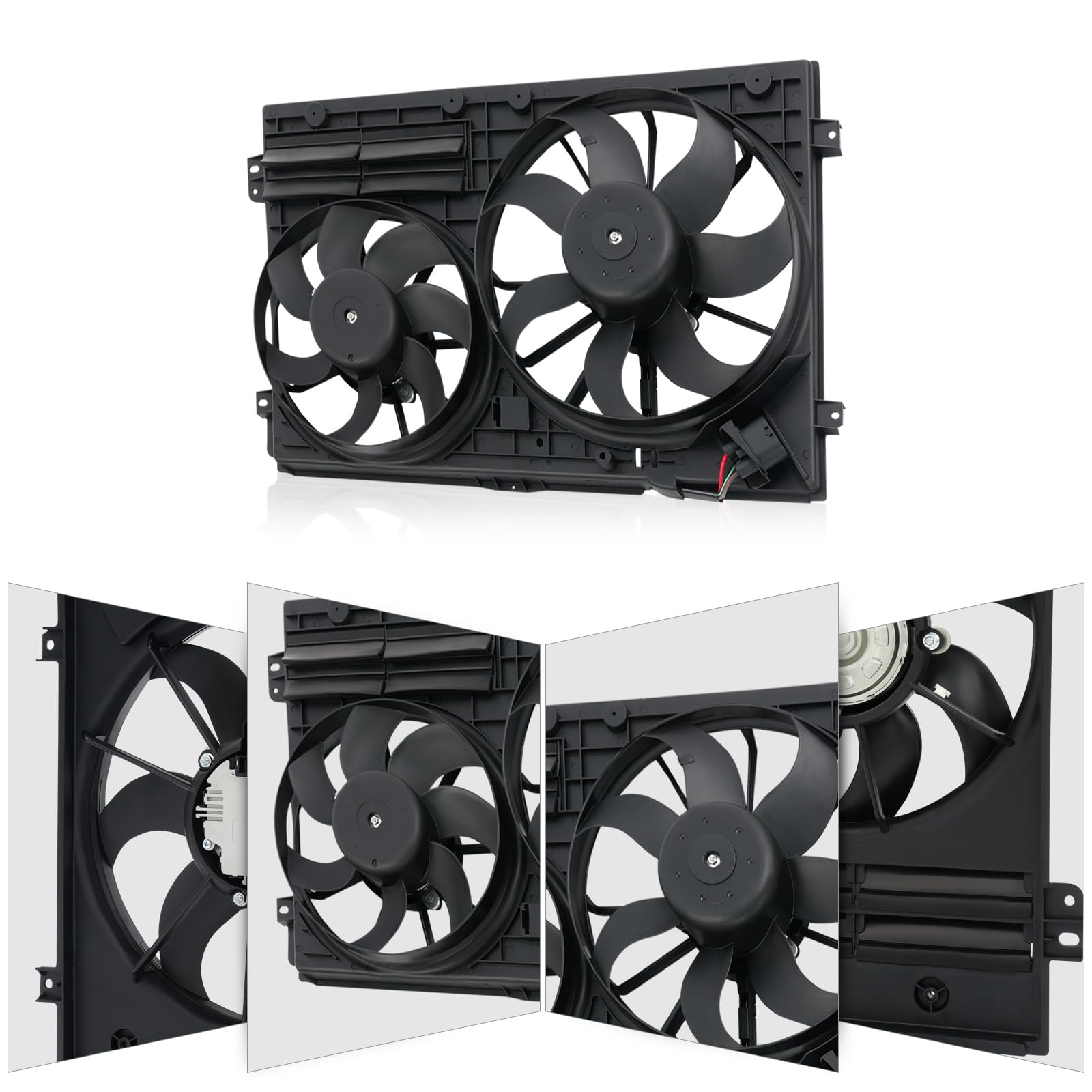 Ventola di raffreddamento 12 V 230 W a doppio ventilatore, motore in rame puro, ventola di ricambio diretta completa per Audi A3 VW Golf Jetta Passat Touran Skoda