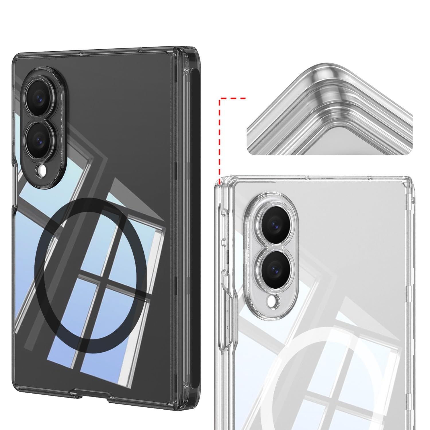 Generic Custodia compatibile con Samsung Galaxy Z Fold 8 (colore: nero) protezione trasparente cerniera custodia rigida magnetica con copertura dello schermo