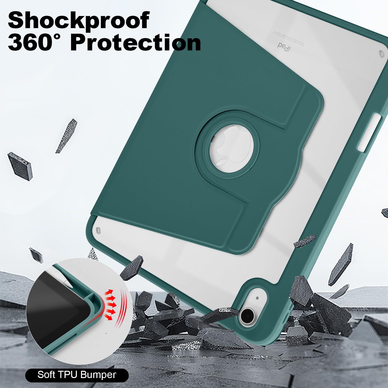 Étui Avec Support Intégré Pour IPad 11" (2025) / IPad 10 (2022) - Rotation 360°, Protection TPU, Dos Transparent, Porte-stylet