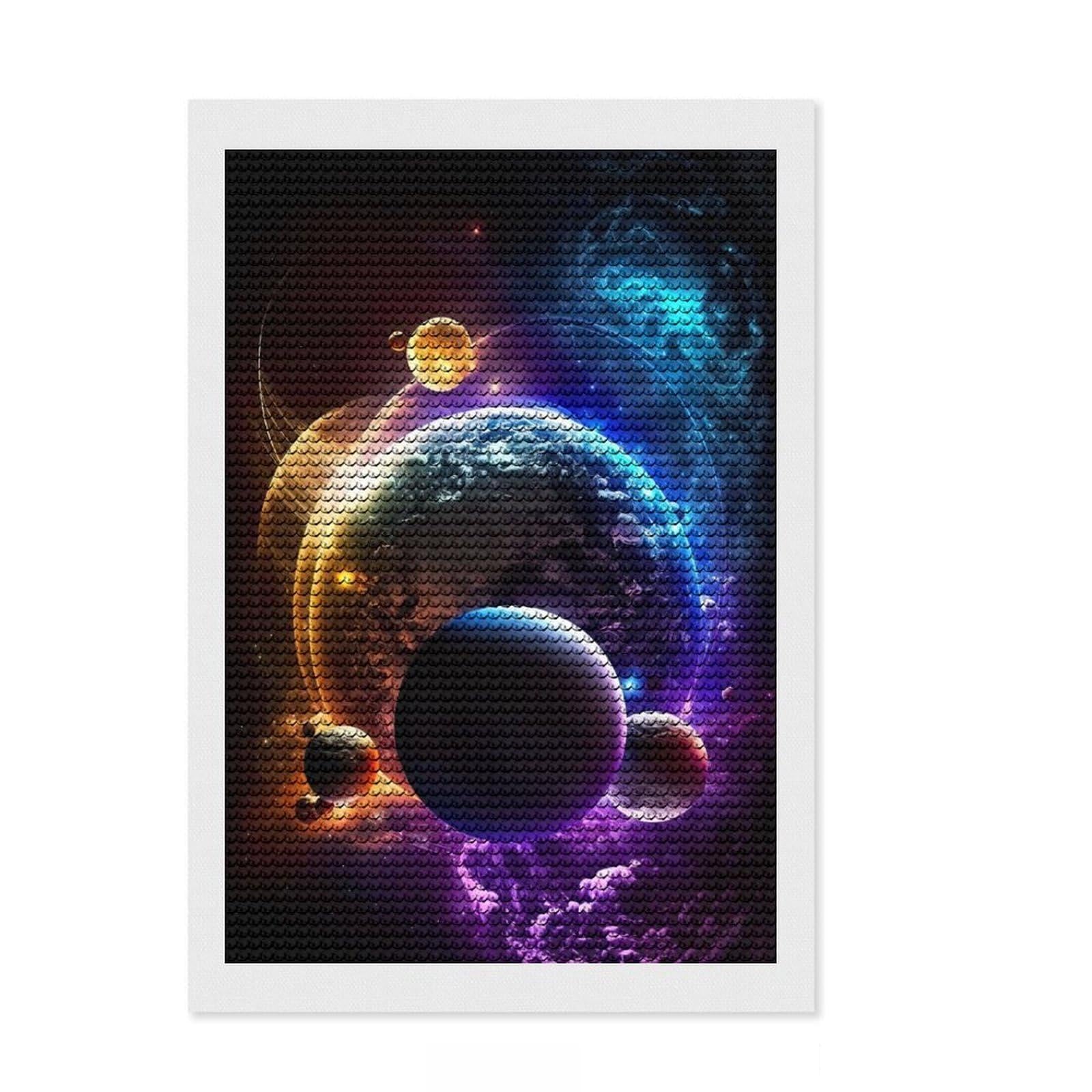 Junmoney Galactic Glow Adventure DIY Diamond Art Canvas Kit 8"x12", Easy to Follow Symbols, Finish and Display, Creative Leisure Activity