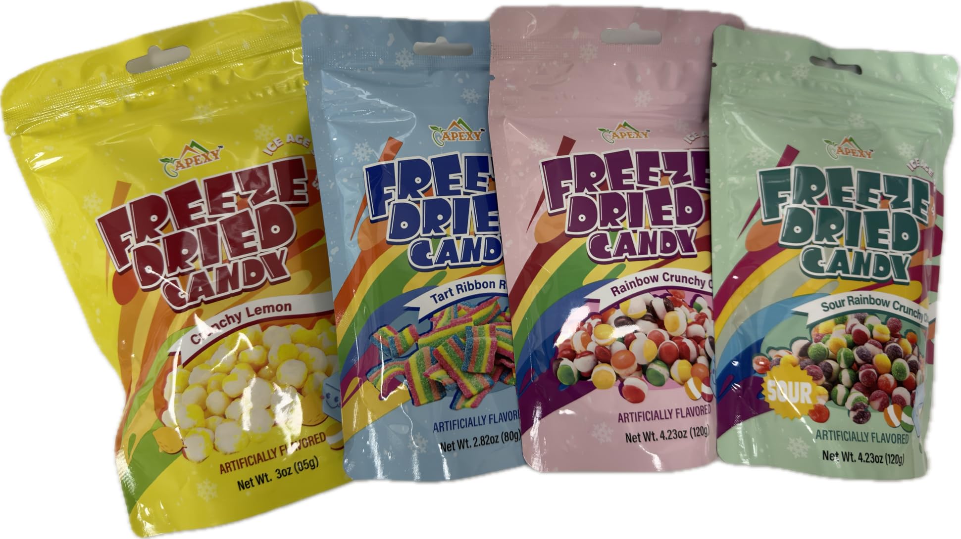 Apexy Freeze Dried Candy - Variety Pack-Freeze Dried Rainbow Candy Assorted Flavor - Dehydrated, Crunchy, Colorful Treats & Snacks for Kids & Adults -