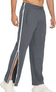 OULIWANGLUO Men's Loose Sports Zipper Trousers Mid-Waist Micro-Elastic Slacks Breathable Sweat-Absorbent Pants