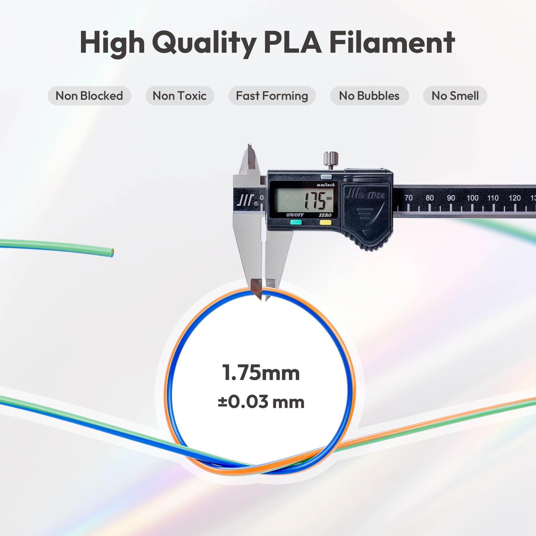 AMOLEN PLA filamento per stampante 3D, Filamento 1.75mm, Filamento ad alta resistenza compatibile con stampanti 3D FDM, Precisione dimensionale +/- 0.02 mm, 200 g x 4 bobine