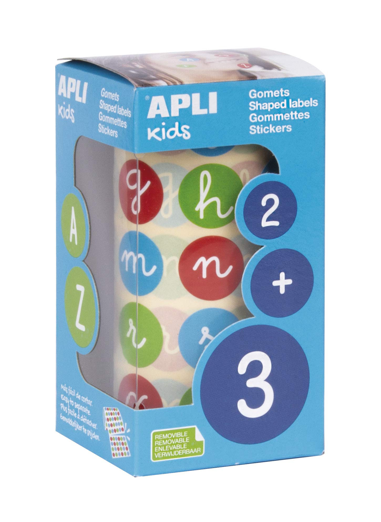 APLI Kids 16798 Gomets Abc Minusc Colores Rem, 20,0 Mm , color/modelo surtido