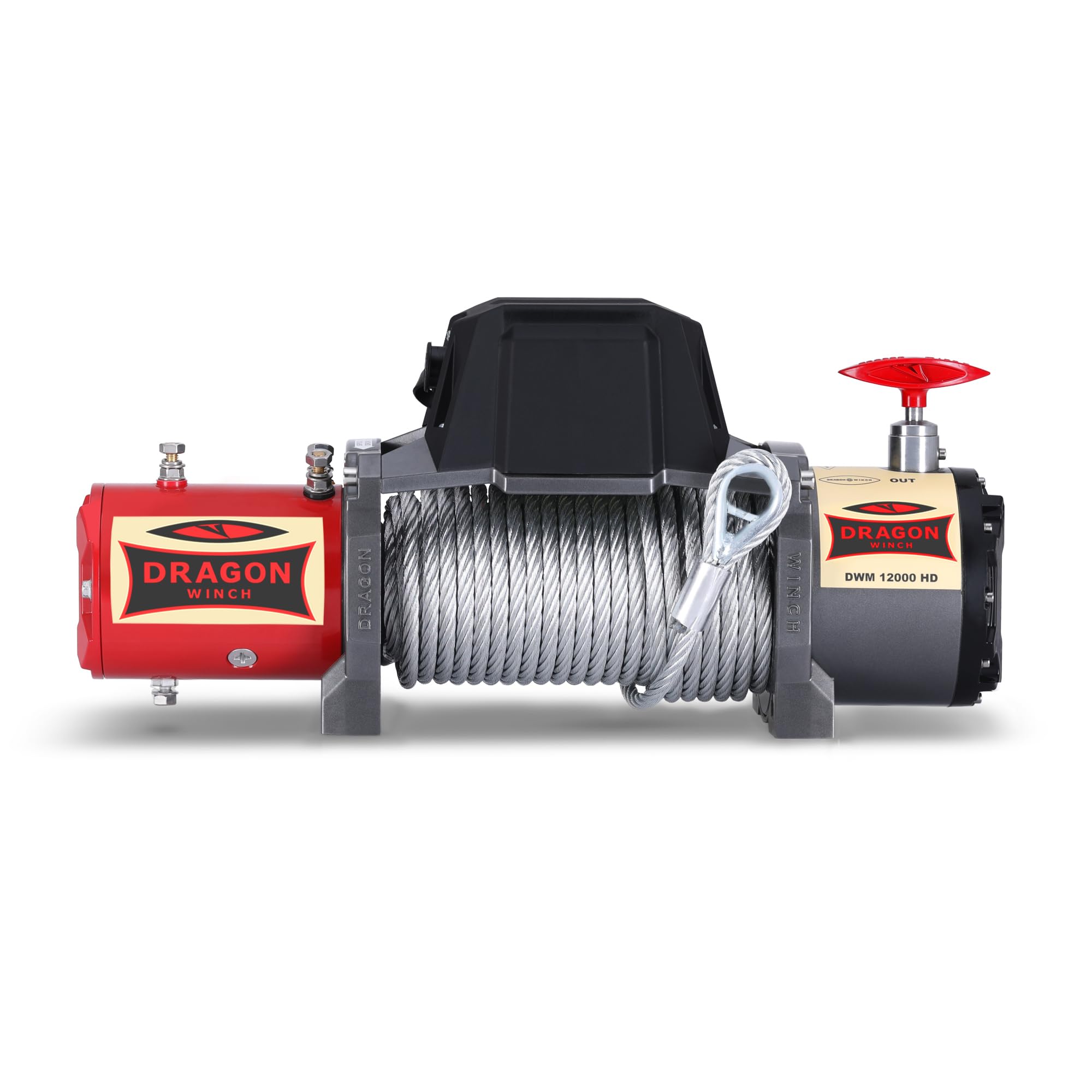 Dragon Winch Cabrestante eléctrico 12V Maverick 12000 lbs / 5443 kg con Cuerda de acero 20m Cabrestante para coche incluido control remoto inalámbrico + accesorios | Estanqueidad IP67