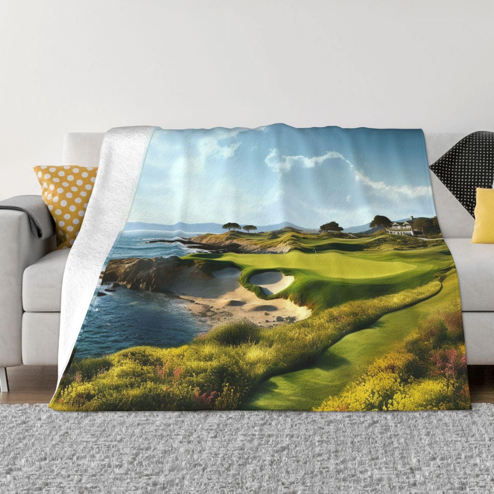 Couverture en micropolaire premium Seaside durable et confortable pour le salon