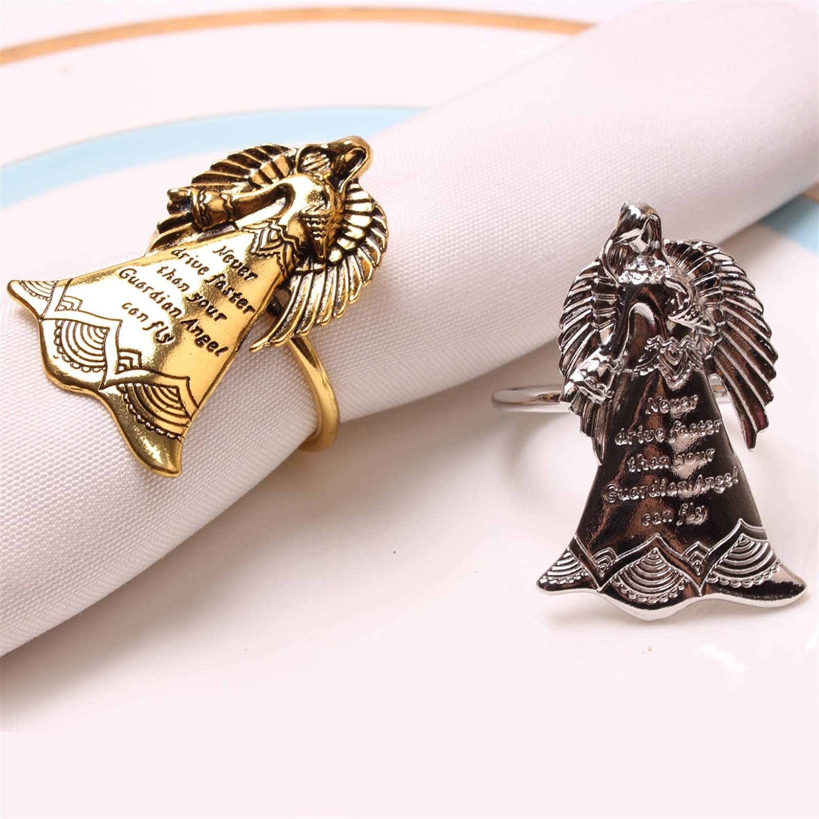 El anillo de la servilleta de la servilleta de la servilleta de la servilleta del ángel del ángel del ángel de la servilleta (Color : Silver)