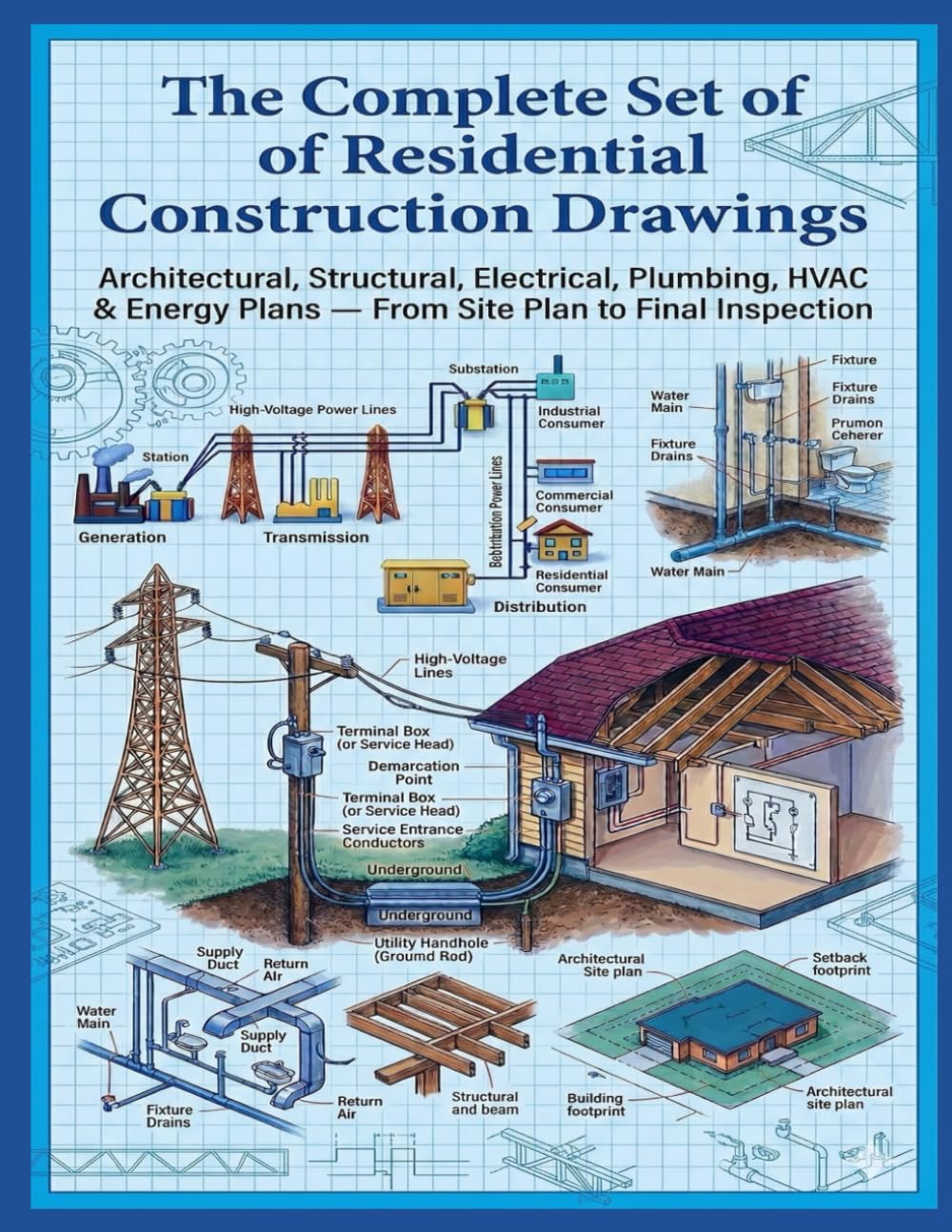 The Complete Set of Residential Construction Drawings: Architectural, Structural, Electrical, Plumbing, HVAC & Energy Plans — From Site Plan to Final Inspection      Paperback – March 2, 2026