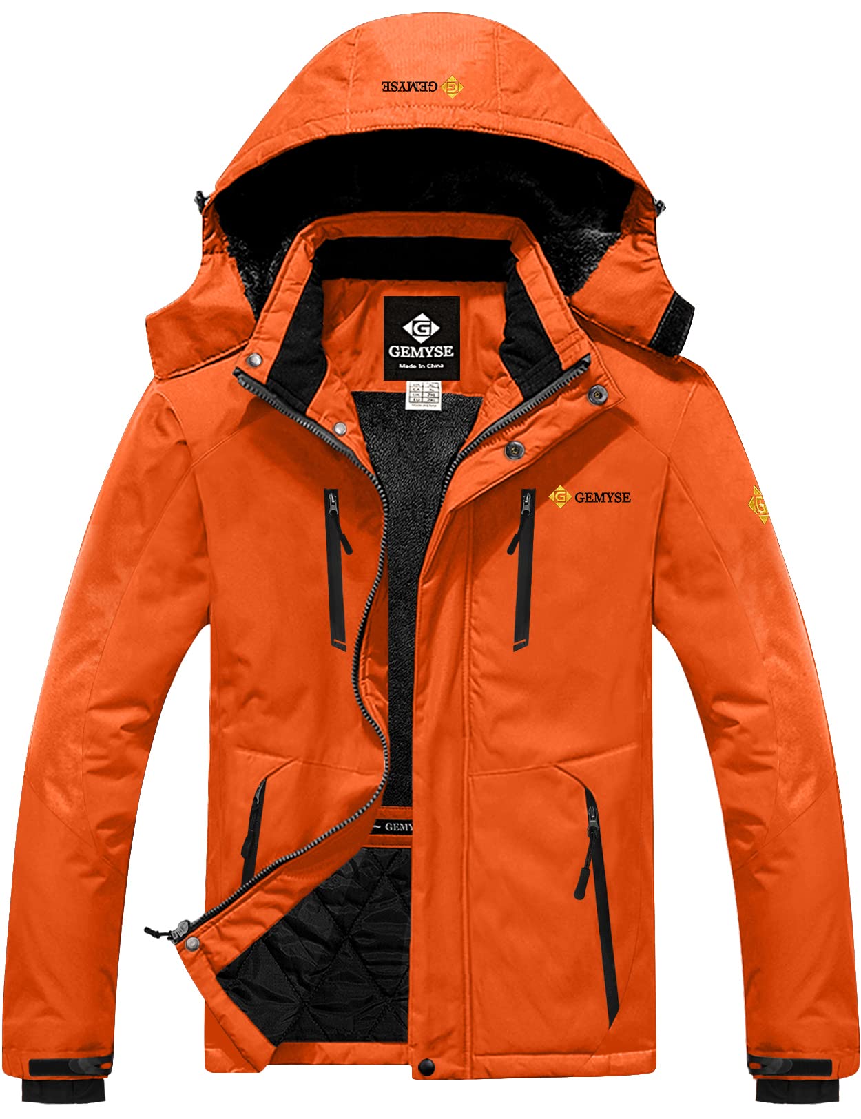 GEMYSE Chaqueta de Esquí Impermeable de Montaña para Hombre Abrigo de Invierno Antiviento con Capucha