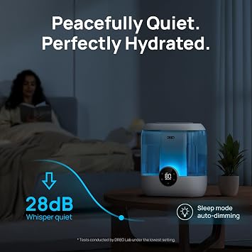 DREO 6L Humidifiers for Bedroom, 60H Runtime, 28 dB Quiet, HM524, Blue