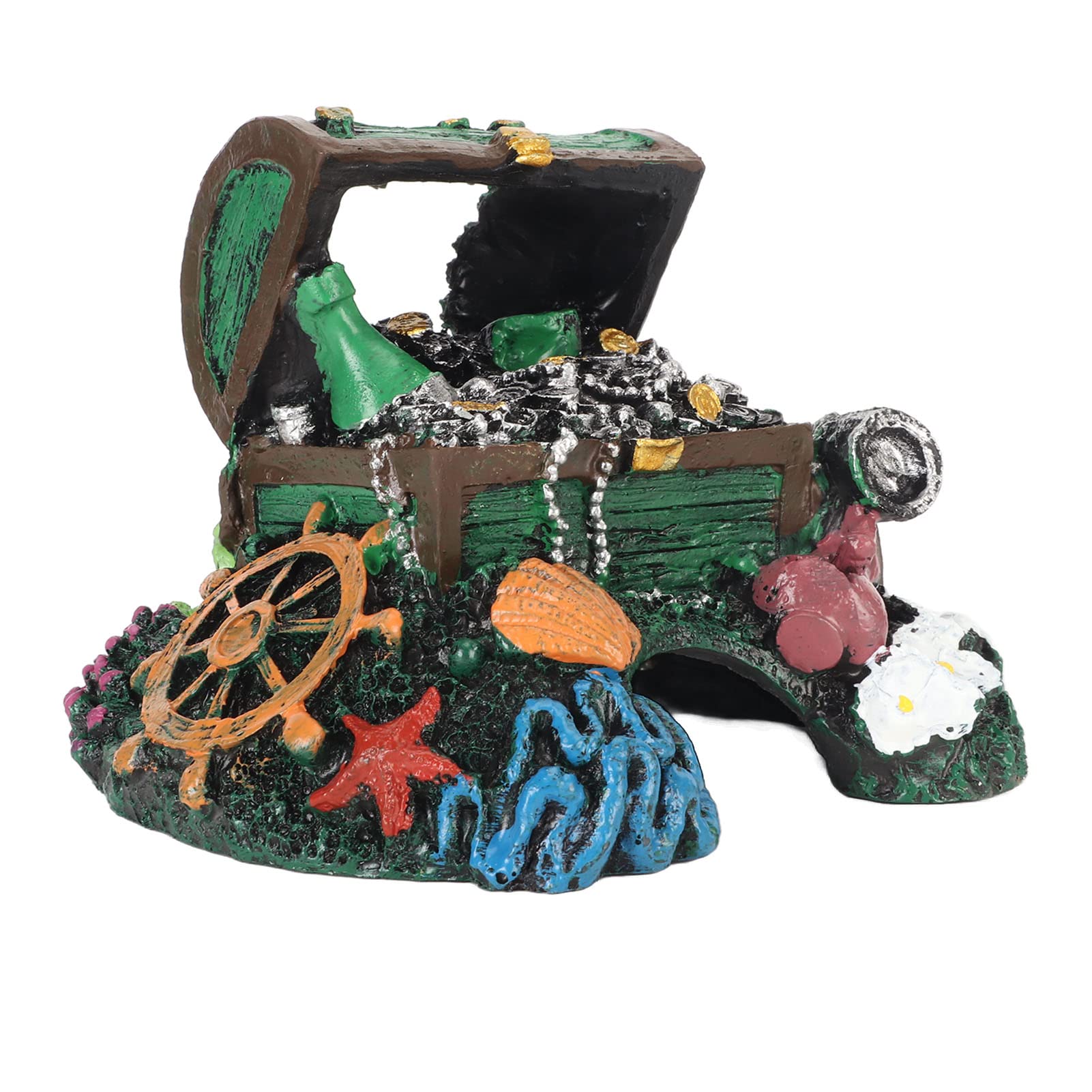 Ornamento della scatola del tesoro dell'acquario Decorazione realistica per i proprietari di acquari (Verde)