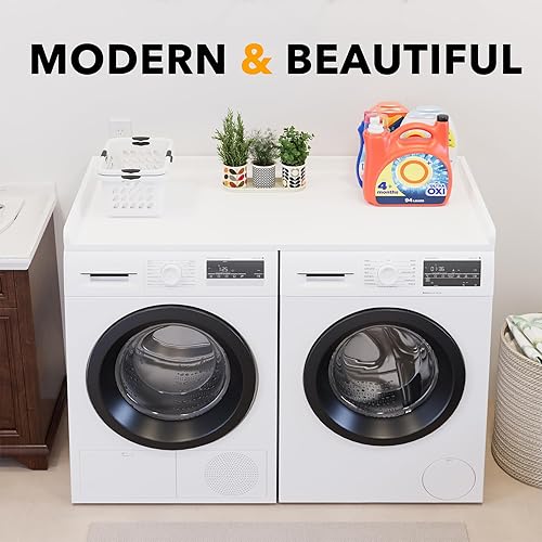 Miniatura 6 de SpaceAid Encimera para lavadora y secadora, estante de madera con borde, 54 pulgadas de ancho x 27.5 pulgadas de profundidad, organizador de