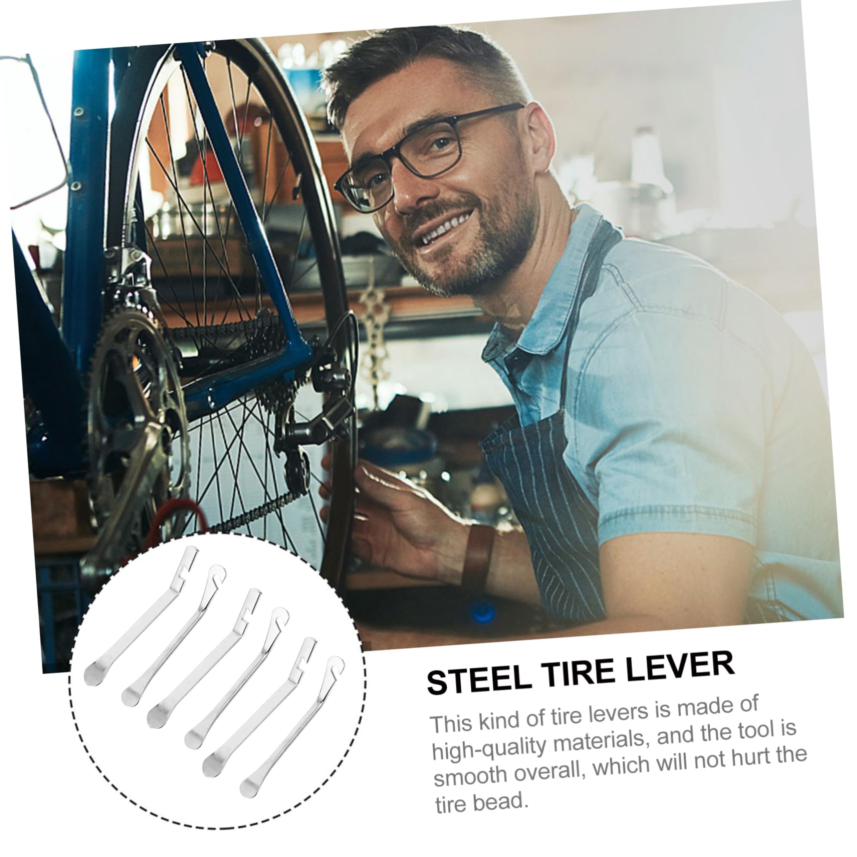 Cabilock 6Pcs Steel Tire Levers Bike Repair Durable and Lightweight Tire Tools for Easy Tire Changing Essential Cycling Accessories for Types