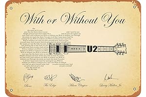 EICOCO Guitar Shaped Rock Lyrics U2 Guitar Lyrics Plaque Poster Metal Tin...