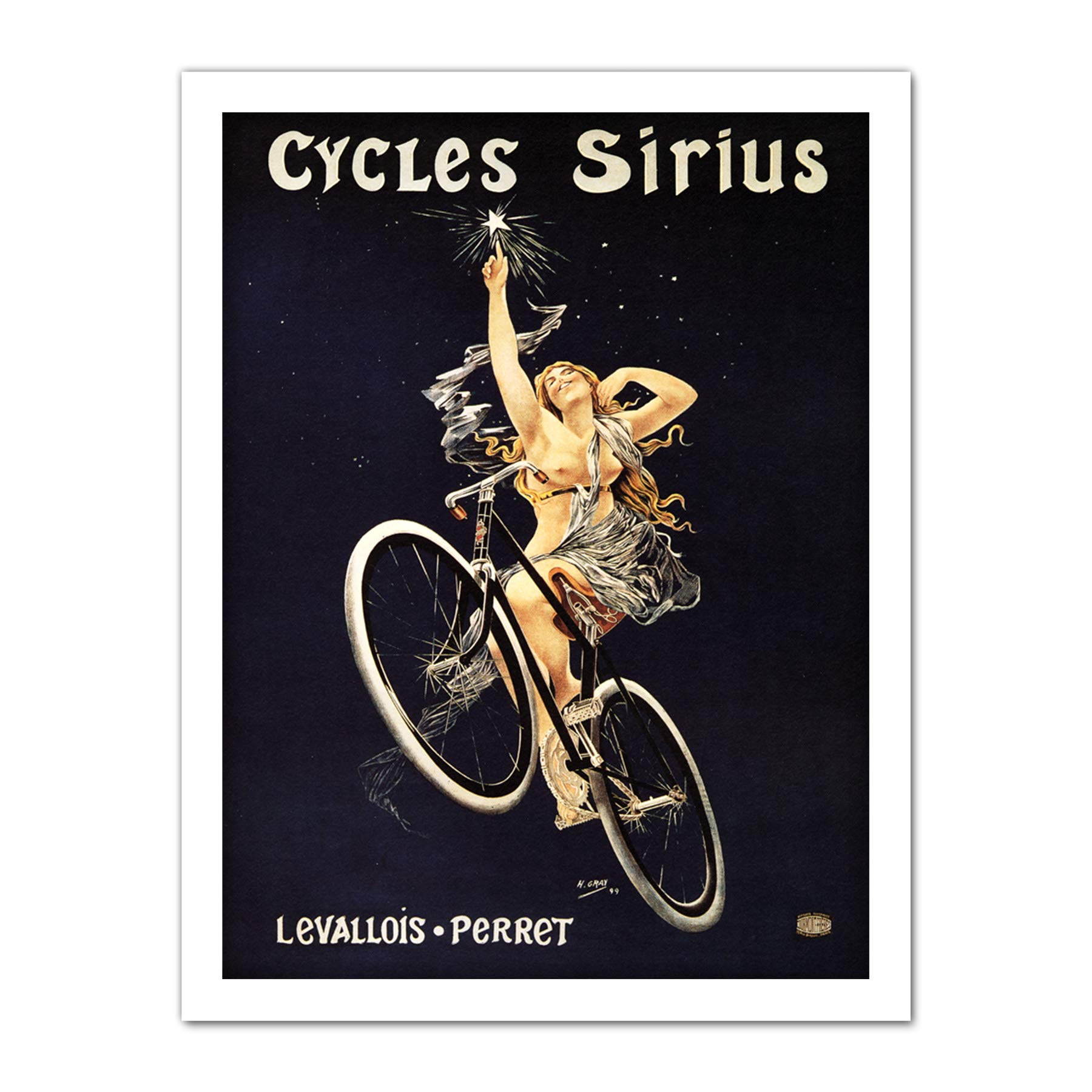 Wee Blue Coo Sirius Cycles France Vintage Artwork Framed Wall Art Print 18X24 Inch