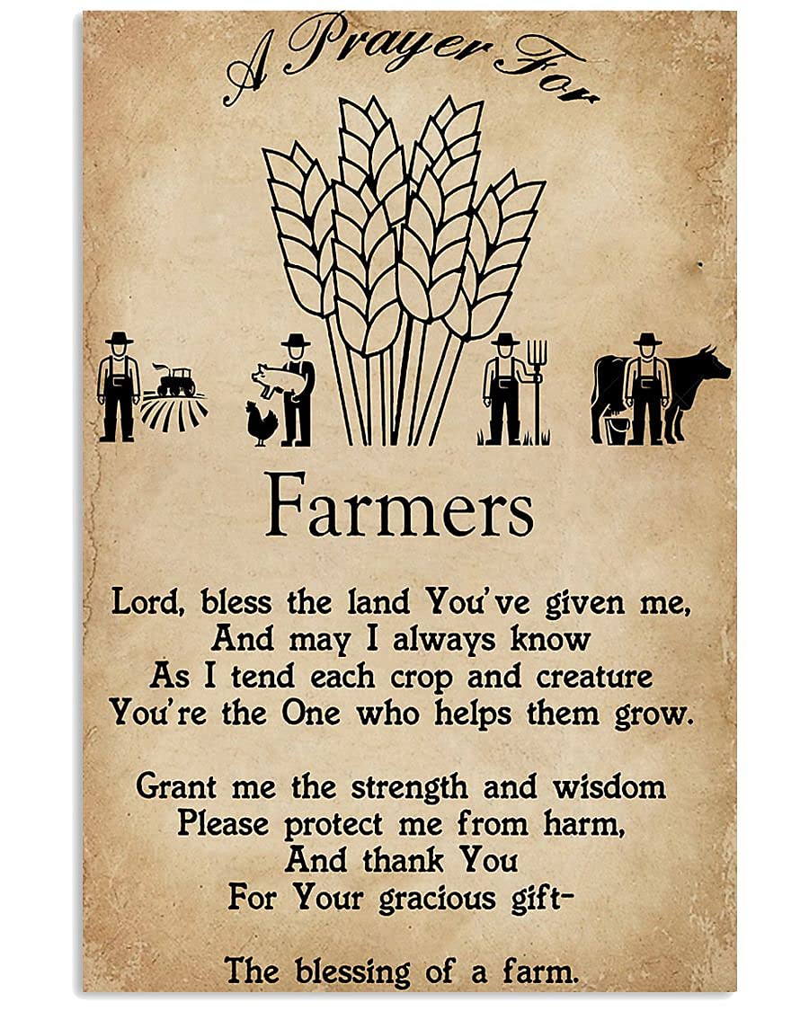 BCTS A Prayer For Farmers Funny Decor Metal Sign 12x16 inch