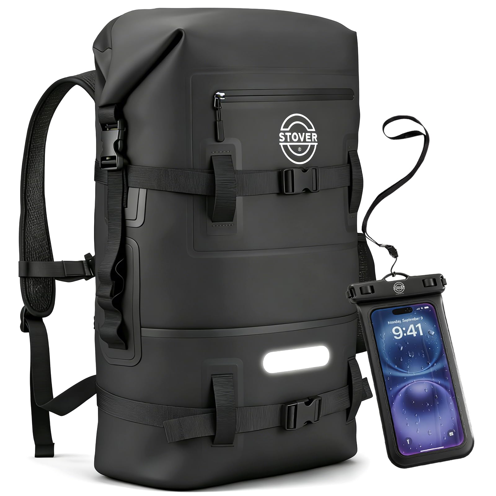 STOVER 5/10/25/30/40/55L Waterproof Dry Bag- Roll-Top Backpack w/Phone Case- Kayaking, Hiking, Camping, Boating- Men/Women