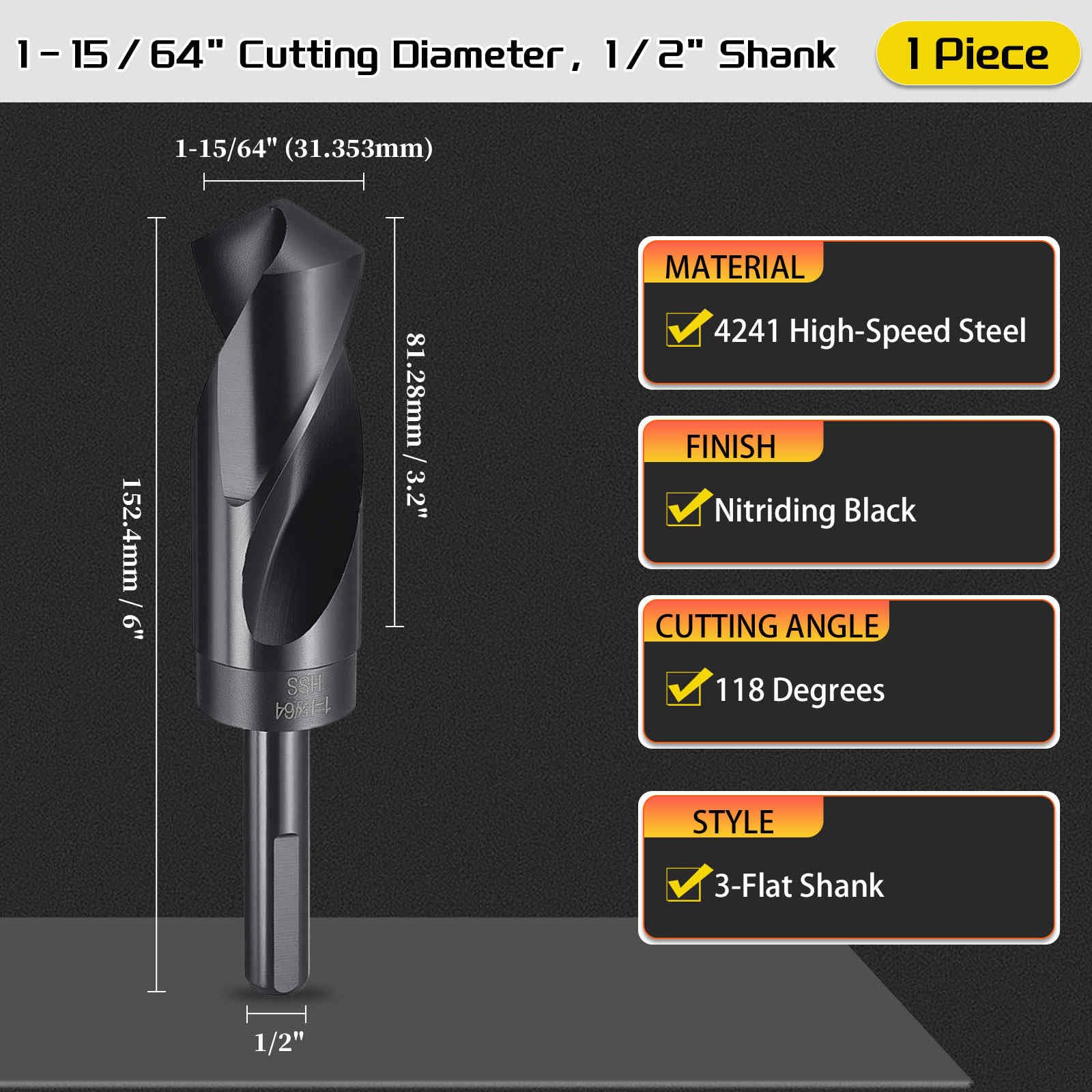 CoCud Drill Bit, 1-15/64" Cutting Diameter (31.353mm) - Image 2
