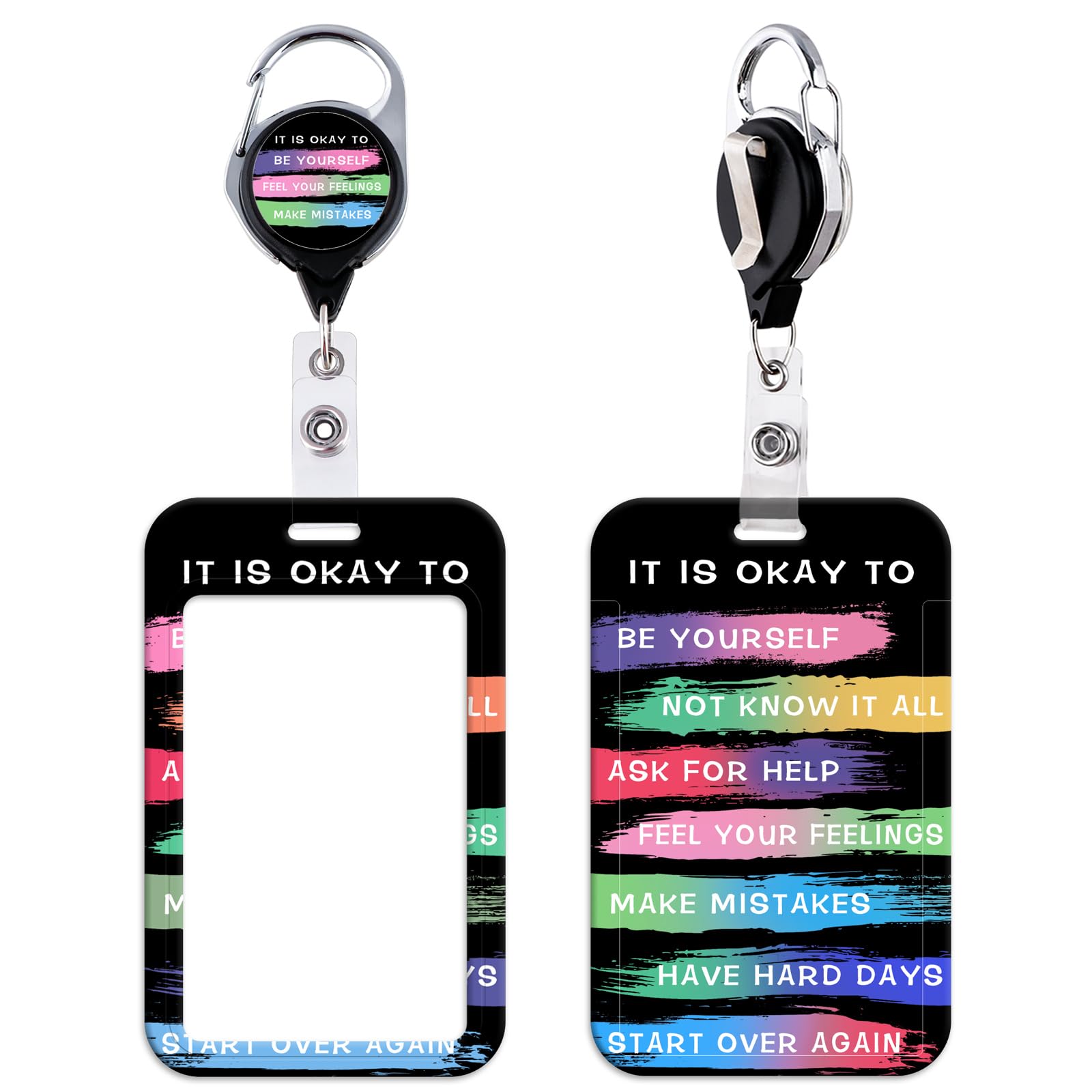 Black Badge Reel with ID Holder Quote Retractable Card Badge Holder Reel