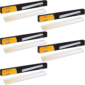 Ansen Hardwired Under Cabinet Lighting, 5 Packs of 24inch LED Light for Kitchen/Closet