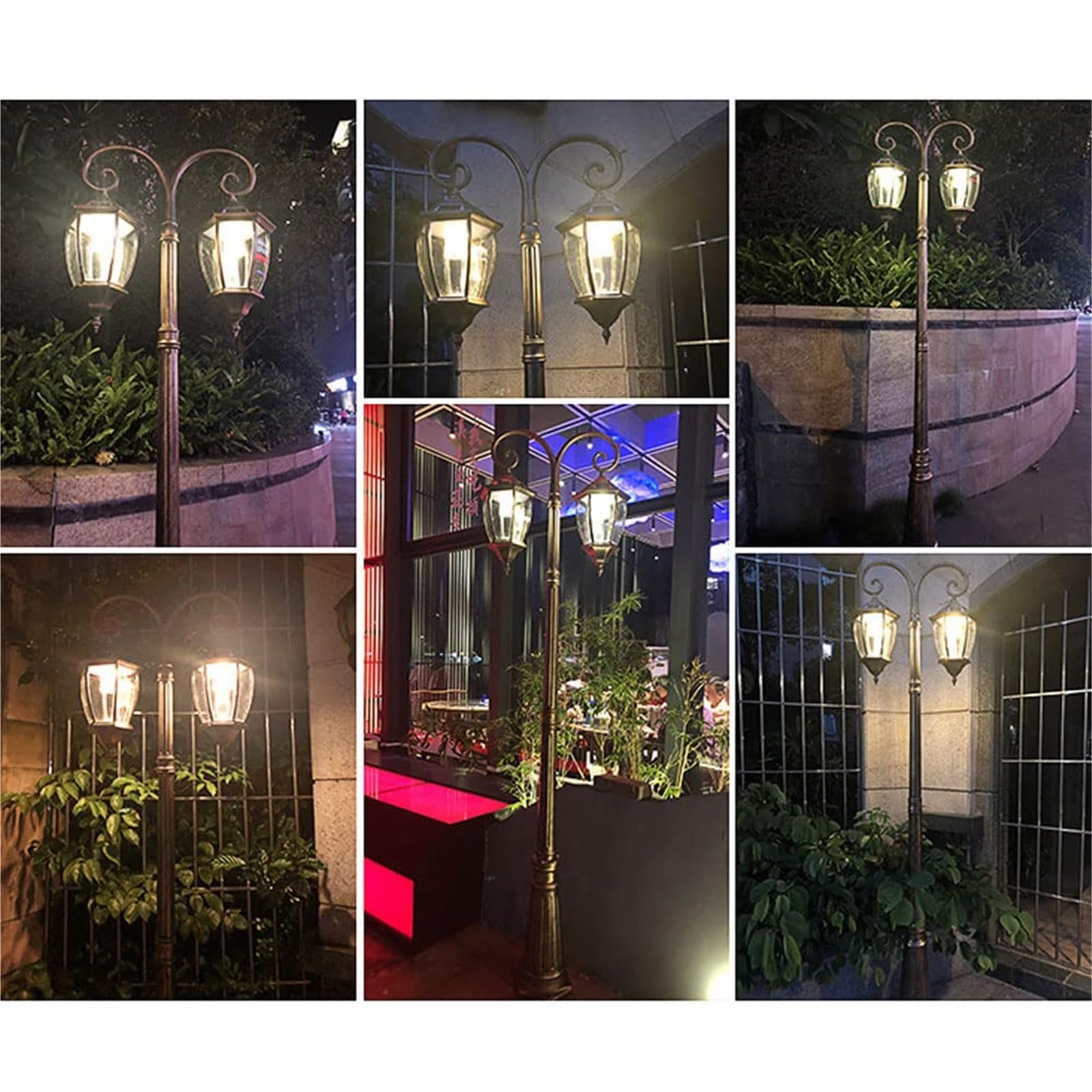 Lampy Zewnętrzne Na Taras, Słupki Do Lamp Ogrodowych, Lampy Zewnętrzne, Solarne Lampy Uliczne, Zewnętrzne Słupki Do Lamp Ogrodowych, Wodoodporne Oświetlenie Na (Brązowy-Wysokość 350 Cm)