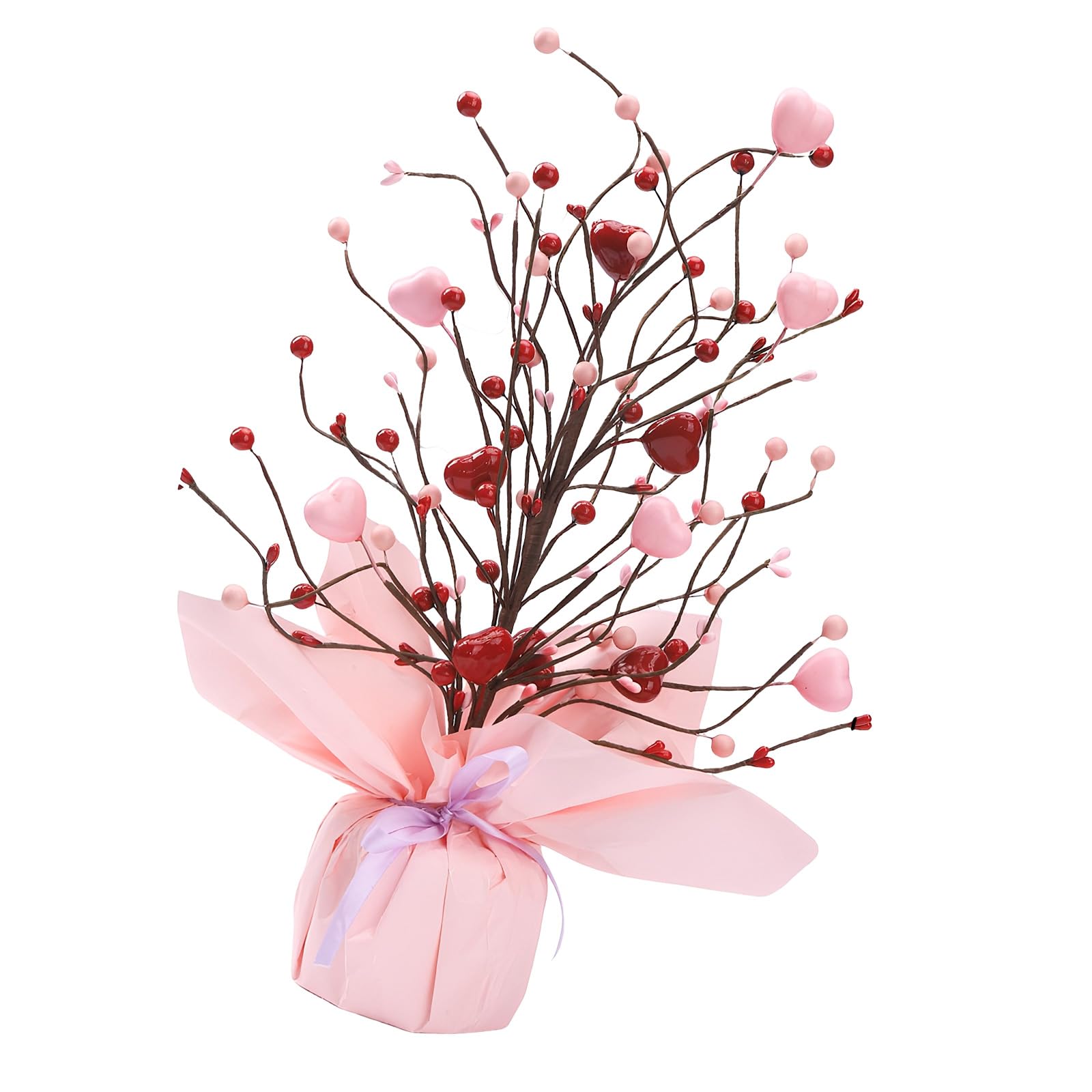 Elnwnnkc D Artificial Heart Berries Flowers Arrangement Bouquet For Valentines Ay Home Styling An Party Ecoration Elegant Artificial Heart Berries Flowers Arrangement Bouquet