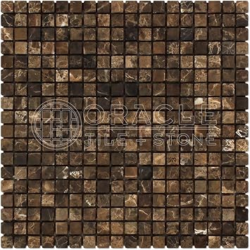 Dark Emperador 5/8 X 5/8 Tumbled Marble Mosaic Tile