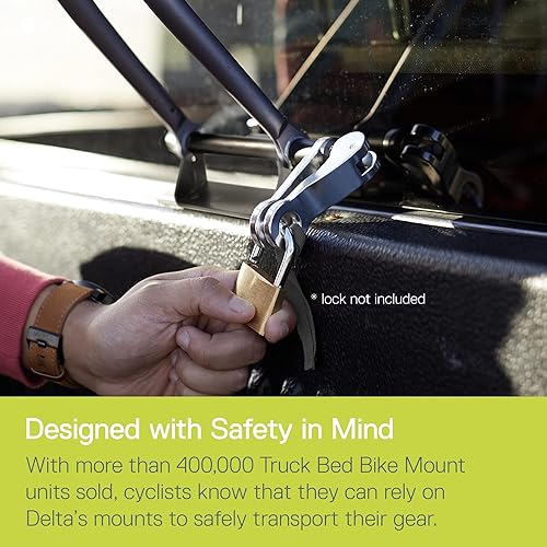 Miniatura 5 de Delta Cycle - Portabicicletas para caja de camioneta Soporte de horquilla para bicicleta con bloqueo para bicicleta con sujeción de forma segura de