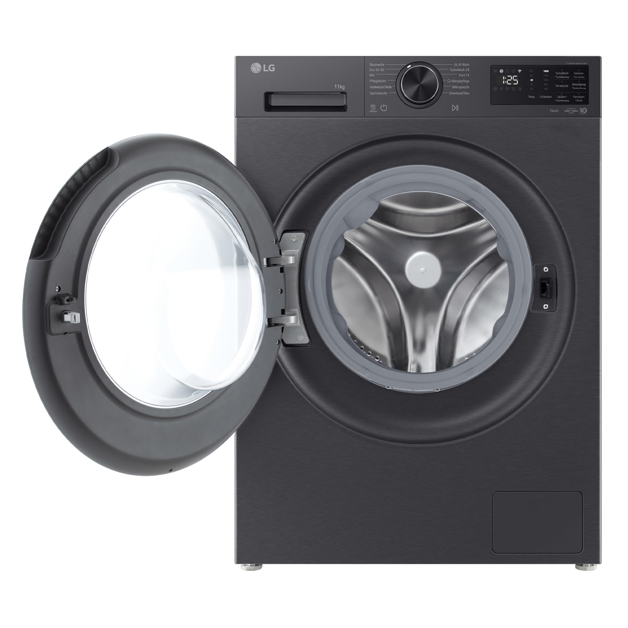 LG F4WX701YB Waschmaschine (11 kg, Energieklasse A-40%, 1.400 U/Min.) mit AI Wash, TurboWash 360, Steam, ThinQ, Schwarz