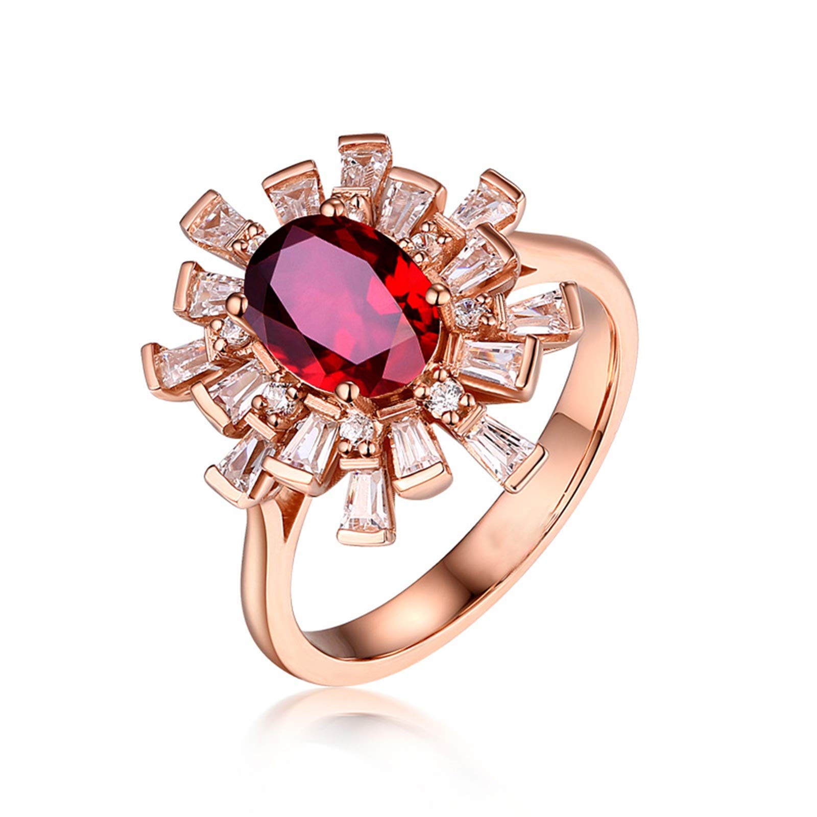 Beydodo Pierścionki ślubne złoto 18 K z diamentowym kwiatem z owalnym rubin 0,99/1,2 ct pierścionki zaręczynowe dla kobiet e 18 karatów (750) czerwone złoto, 61 (19,4), colore: 1.2ct, cod. TLLWGZ3707