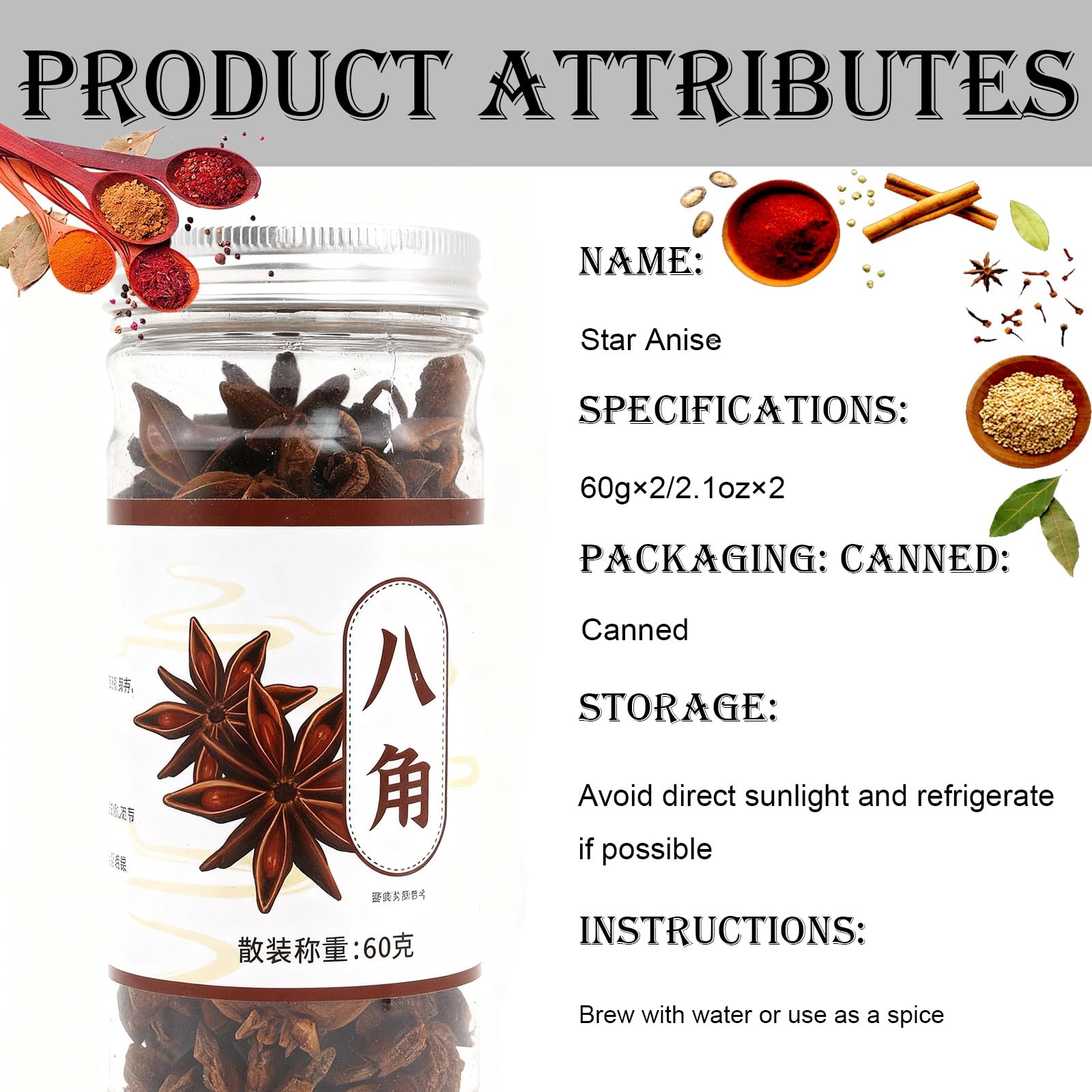 Anís Estrellado Entero, 120g, Vainas Naturales, Vegano, Sin Gluten y No Transgénico. Secado al Sol, Ideal para Hornear, Cocinar e Infusiones