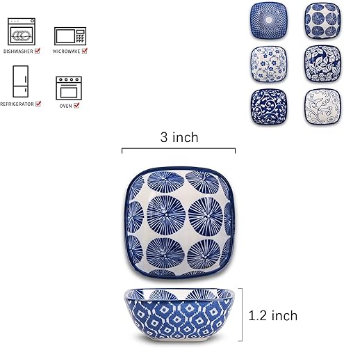 Miniatura 2 de Selamica Juego de cuencos cuadrados de cerámica de 2.6 onzas, plato de salsa de soja, cuencos pequeños de 3 pulgadas para condimentos de salsa de
