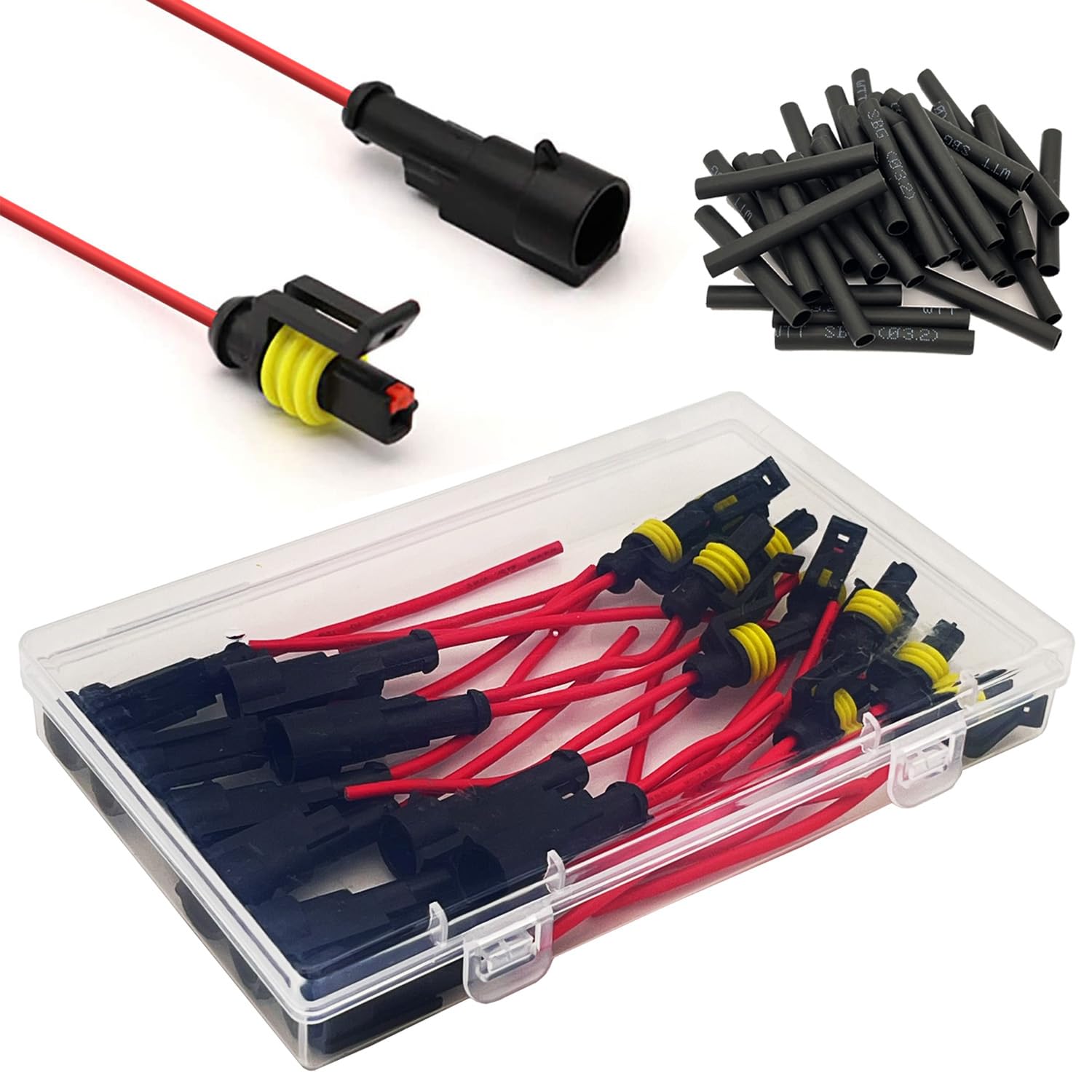 Twippo 10 Kit 16 AWG 1 Pin Connector Car Waterproof Wire Connectors 1 Pin Automotive Electrical Connectors Quick Disconnect 1 Way Wire Terminal