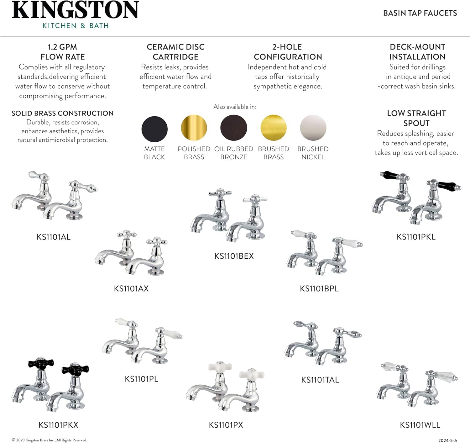 Kingston Brass KS1105PL Heritage Basin Tap Faucet, Oil Rubbed Bronze