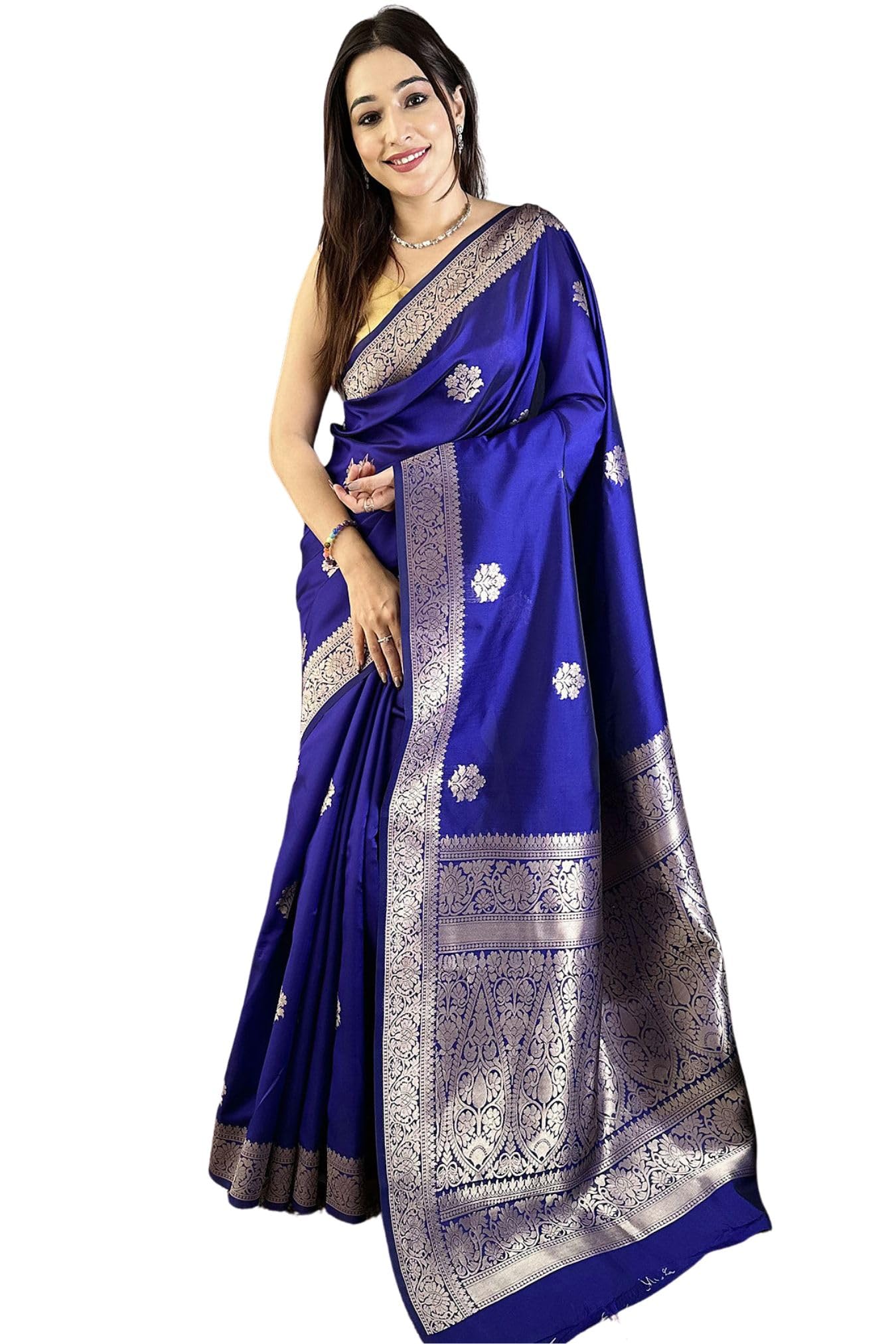 SGF11 Women's Kanjivaram Pure Soft Silk Saree With Unstitched Blouse Piece