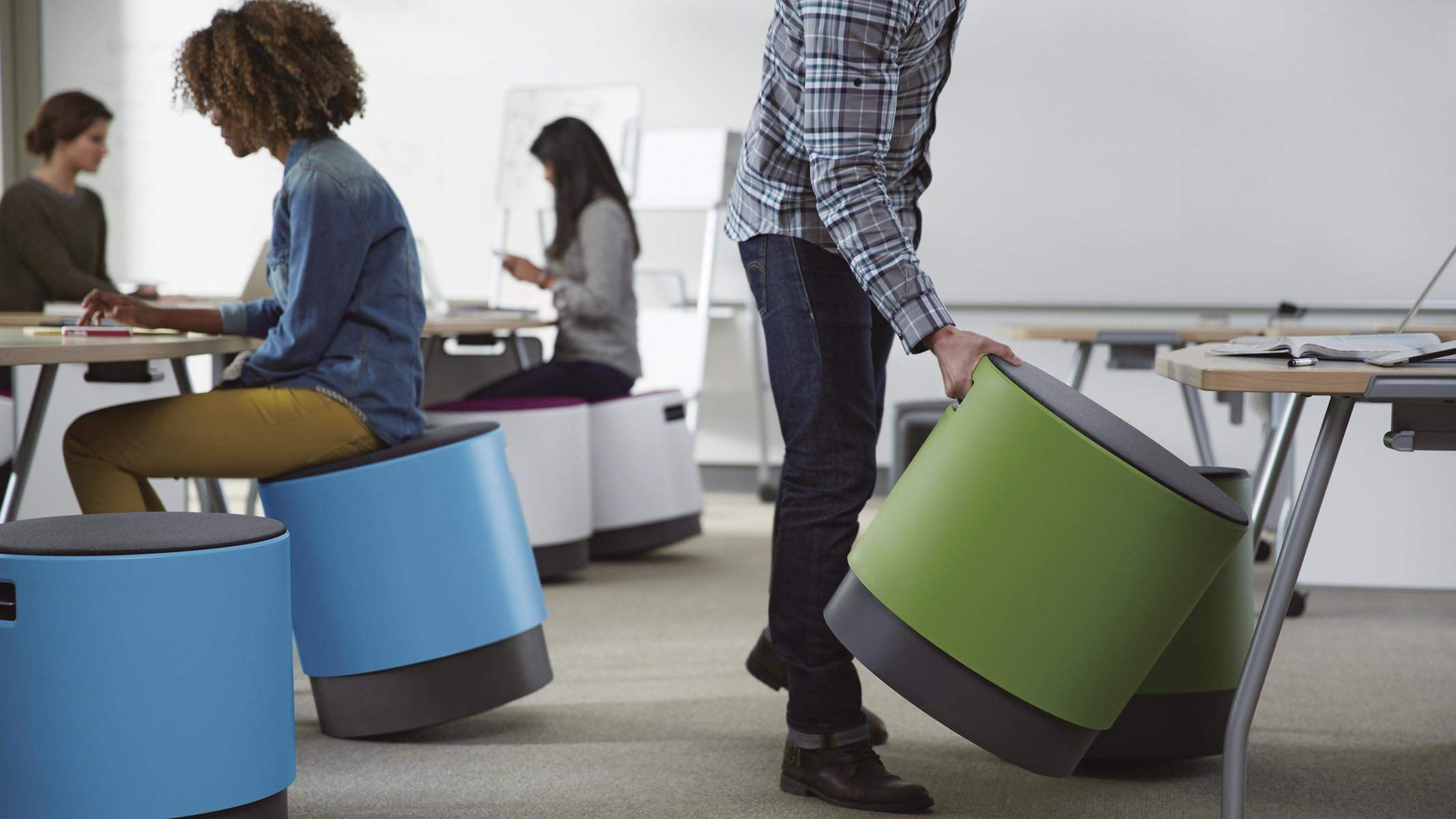 Steelcase 昇降スツール Turnstone Buoy ブルー Turnstone Buoy（ターンストーン ブイ） - オフィス用丸椅子