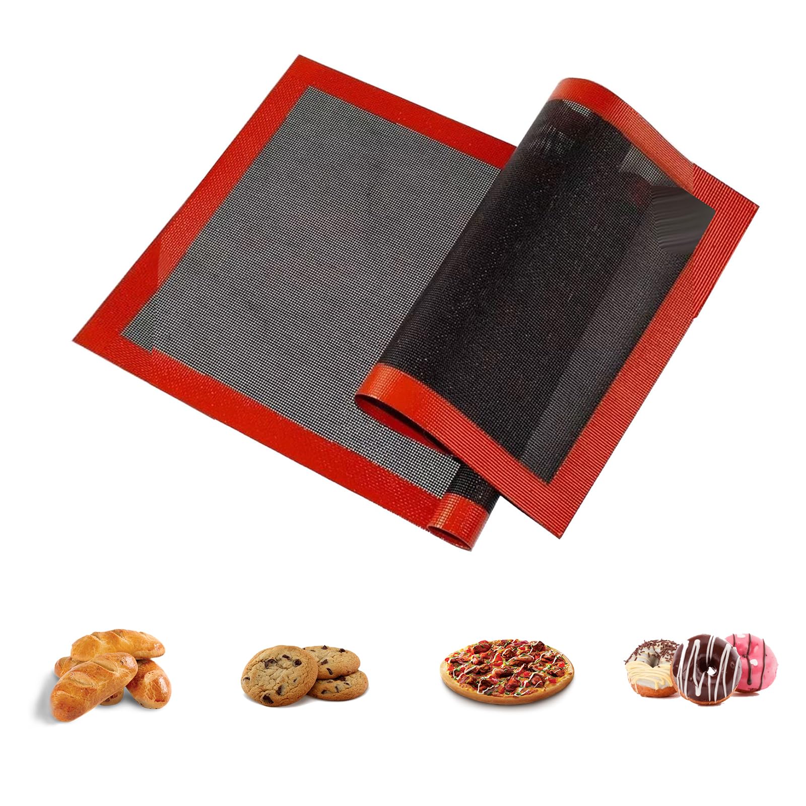 Tapis à pizza perforé en silicone antiadhésif et fibre de verre x2