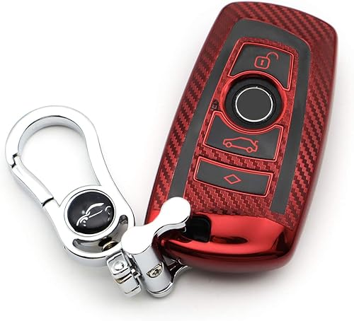 M.JVisun Funda de fibra de carbono suave para llavero de coche para BMW Serie 1 2 3 4 5 6 7 Series 5GT GT3 GT5 X1 X3 X4 M2 M3 M4 M5 M6 TPU Case,